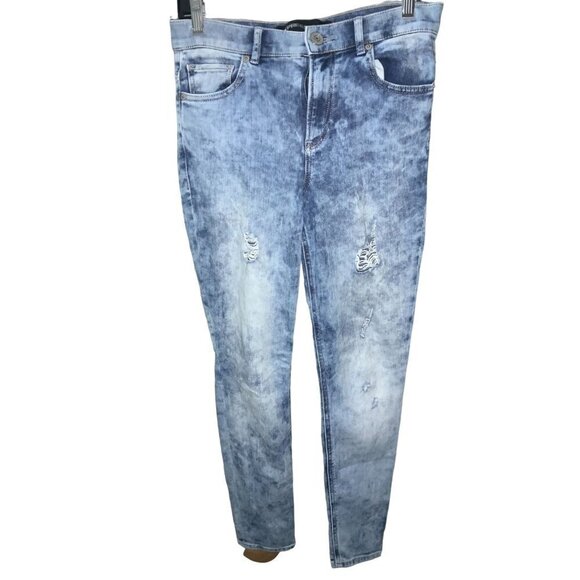 EXPRESS LADIES REGULAR LEGGINGS HIGH RISE ACID WASH 5 POCKET DENIM JEANS EUC 4 - Picture 10 of 10